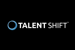 Talent shift logo on black background